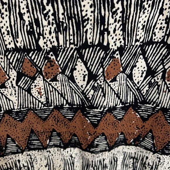 VINTAGE Max Studio Retro Print Dress Drop Waist Tied Side Long Sleeve Size M - Picture 9 of 14